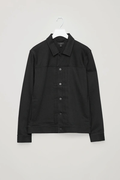 Cos Denim Jacket With Pleats In Black