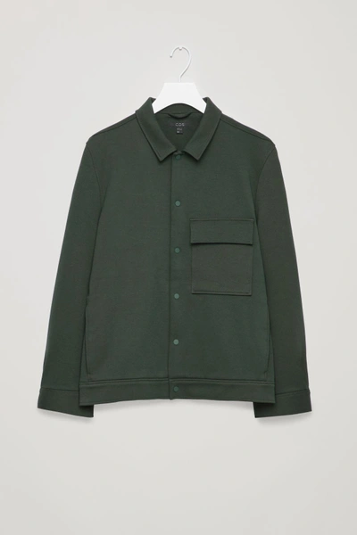 Cos Cotton-twill Shirt Jacket In Green