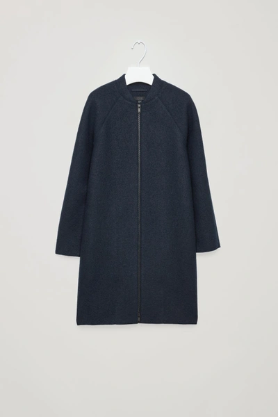Cos Boiled-wool Cocoon Coat In Blue