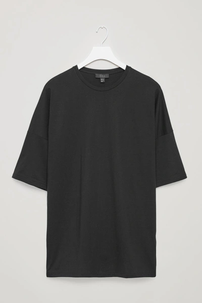 Cos Oversized Cotton Jersey T-shirt In Black