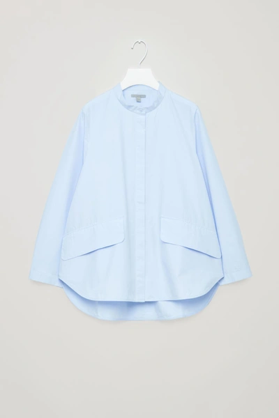 Cos Voluminous Shirt With Pockets In Blue