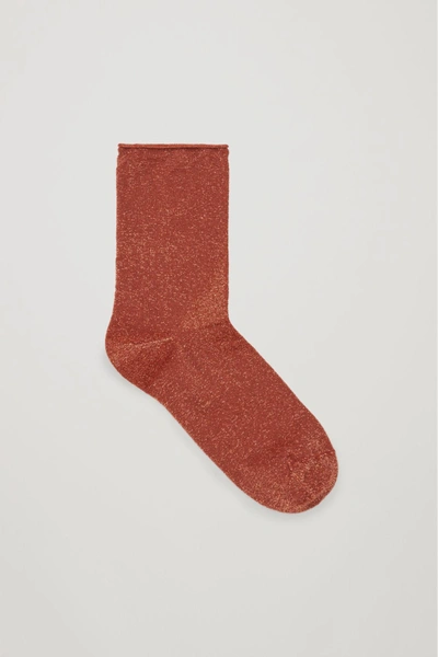 Cos Metallic Socks In Red