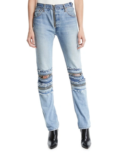 Re/done Mid-rise Straight-leg Moto-style Jeans
