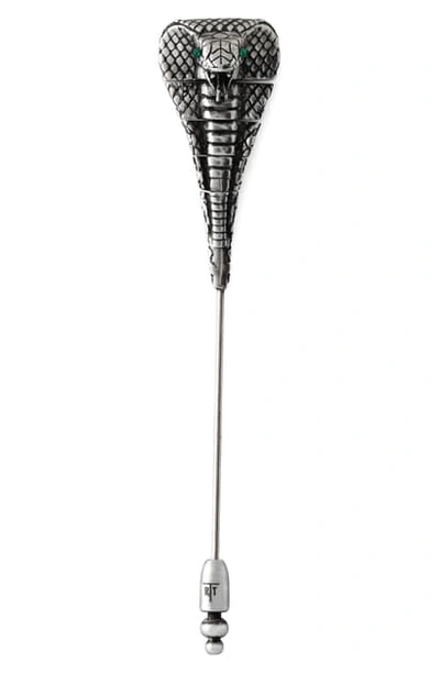 Tateossian Men's Cobra Lapel Pin W/ Crystals In Metallic Silver