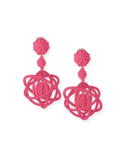 Oscar De La Renta Embroidered Globe Clip-on Earrings In Pink