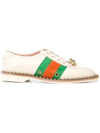 Gucci Leather Lace-up Bowling Shoe Sneakers In Neutrals