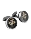 Tateossian Round Tourbillon Gear Cuff Links In Black