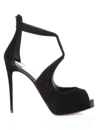 Christian Louboutin Rosie Velvet D'orsay Stiletto Sandals In Black