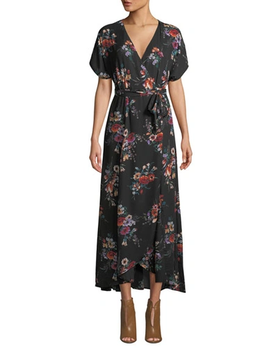 Bobeau B Collection By  Wren Floral Wrap Maxi Dress In Black Floral