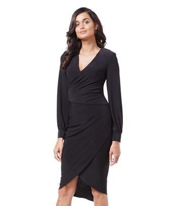 Adrianna Papell Long Sleeve Draped Wrap Dress With Padded