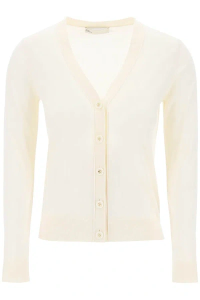 Tory Burch White Wool And Silk Blend Cardigan