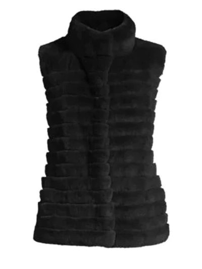 Glamourpuss Rabbit Fur Vest In Jet Black