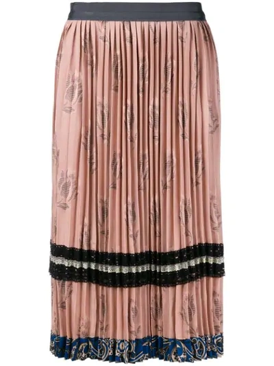 Coach Tulip Print Pleated Skirt In Nude Pink