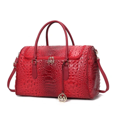 Mkf Collection By Mia K Rina Crocodile Embossed Vegan Leather Women's Duffle Bag By Mia K In Red