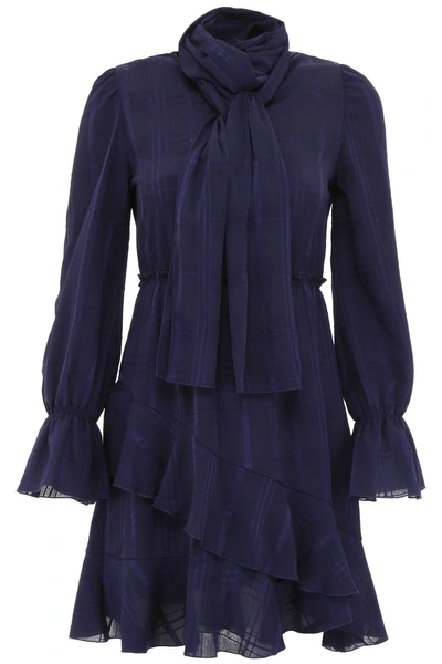 See By Chloé Ruffled Crepe Dress In Evening Blue|blu