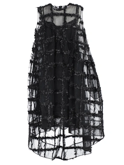Simone Rocha Asymmetric Sleeveless Dress In Black