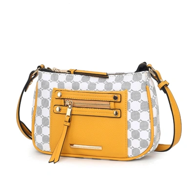 Mkf Collection By Mia K Essie Circular Print Vegan Leather Women's Crossbody By Mia K In Yellow