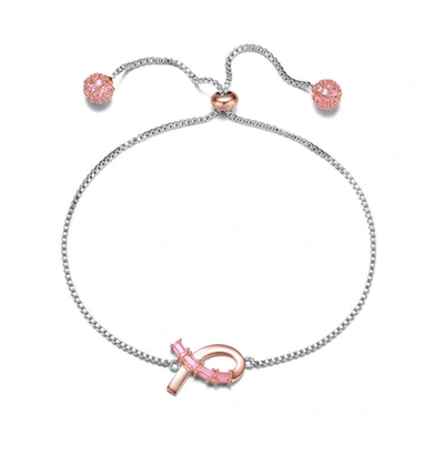 Rachel Glauber Teens/young Adults Two Tone Ribbon Charm Adjustable Bracelet In Silver