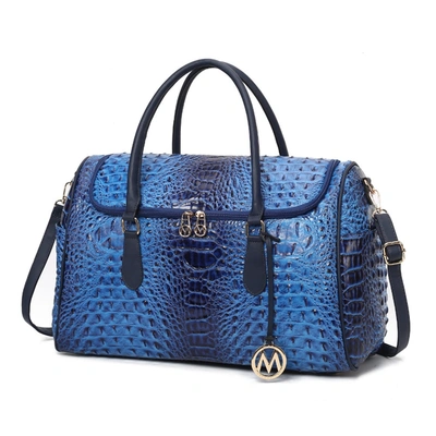 Mkf Collection By Mia K Rina Crocodile Embossed Vegan Leather Women's Duffle Bag By Mia K In Blue