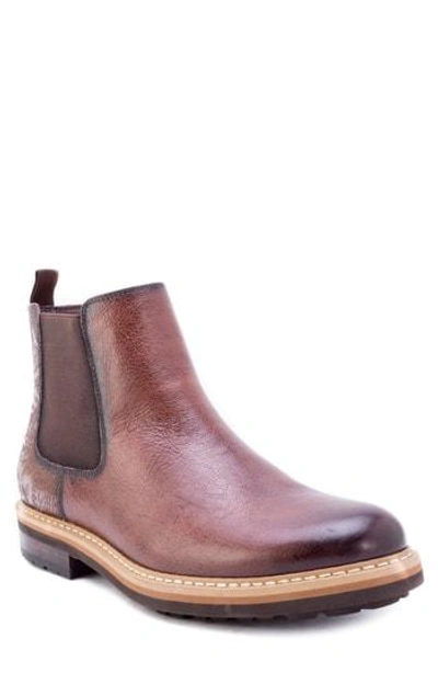 Robert Graham Yates Textured Chelsea Boot In Brown Leather