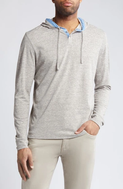 Johnnie-o Hamlin Hooded Henley In Light Gray