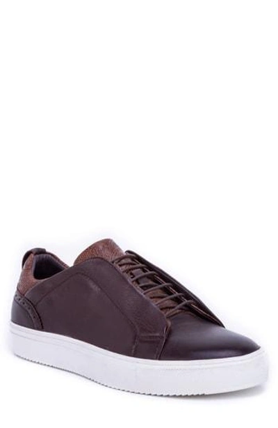 Robert Graham Sharpe Textured Sneaker In Brown Leather