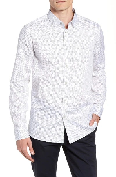 Ted Baker Boomtwn Micro Geo Regular Fit Button-down Shirt In White