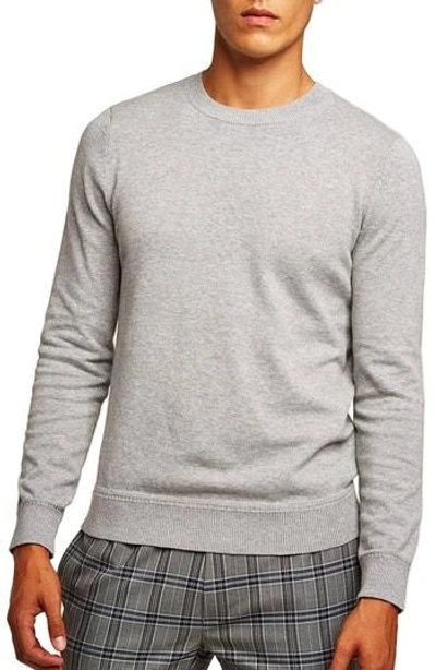 Topman Classic Crewneck Sweater In Grey