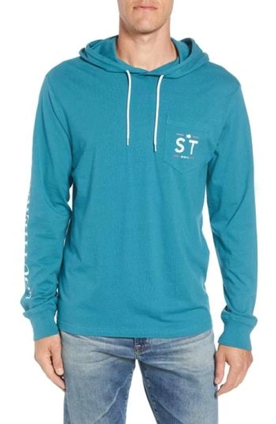 Southern Tide Wave Hooded T-shirt In Dark Teal