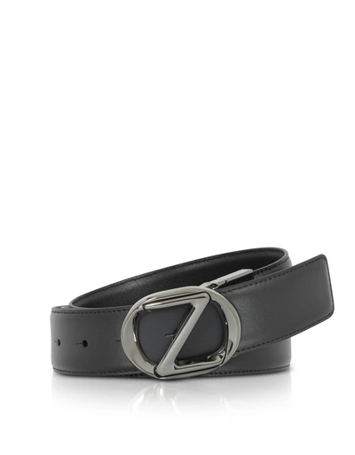 Ermenegildo Zegna Navy Blue / Black Smooth Leather Adjustable Belt
