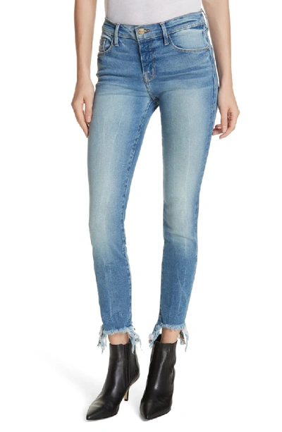 Frame Le Skinny De Jeanne Fray Hem Stiletto Jeans In Dupont