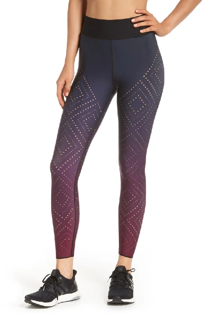 Ultracor Ultra High Argyle-pixelate Ombre Cropped Leggings In Gradient Fuchsia