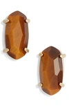 Kendra Scott Betty Stud Earrings In Brown Tigers Eye/ Gold