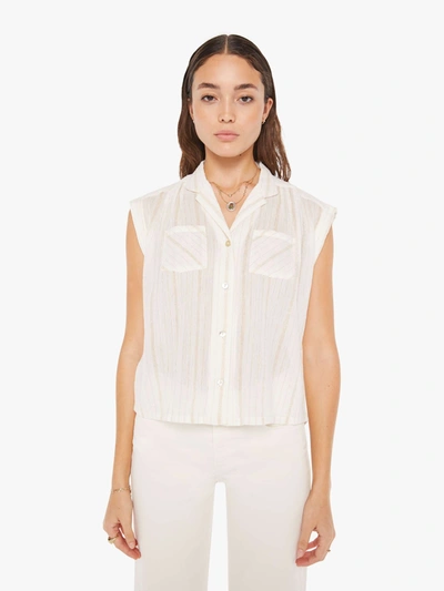 Mother The Line Your Pockets Glimmering Light Shirt In White - Size X-large