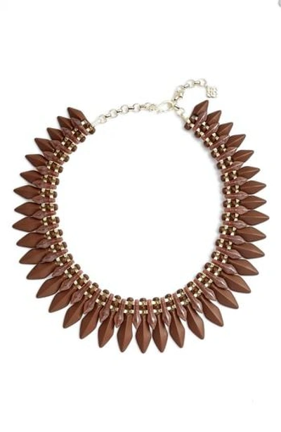 Kendra Scott Lazarus Collar Necklace In Brown Mrbld Acrylic/ Gold