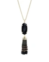 Kendra Scott Eva Tassel Pendant Necklace, 32 In Black/ Gold
