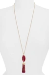 Kendra Scott Eva Tassel Pendant Necklace In Maroon Jade/ Rose Gold