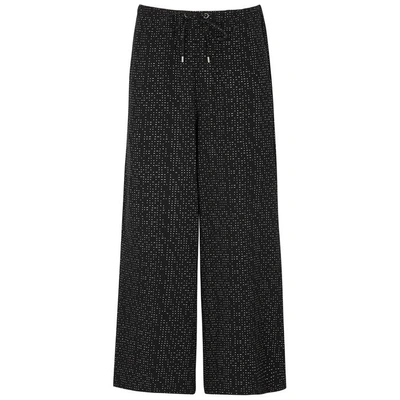 Eileen Fisher Morse Code Black Wide-leg Trousers In Black And White