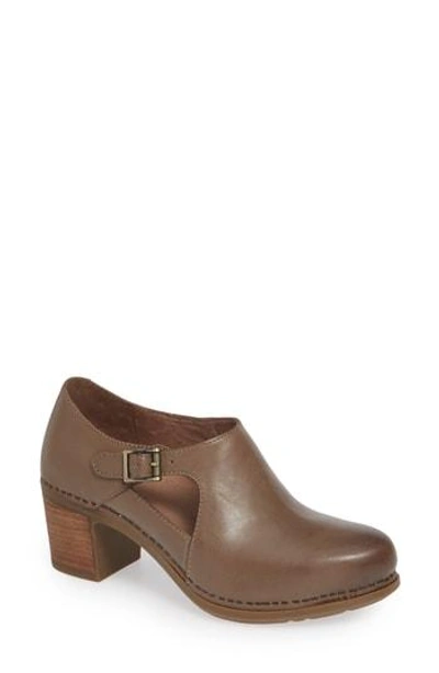Dansko Hollie Bootie In Taupe Burnished Leather