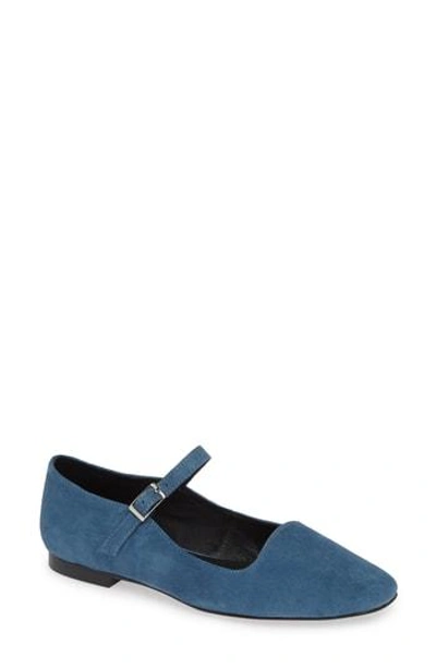 Jeffrey Campbell Mary Jane Flat In Dusty Blue Suede