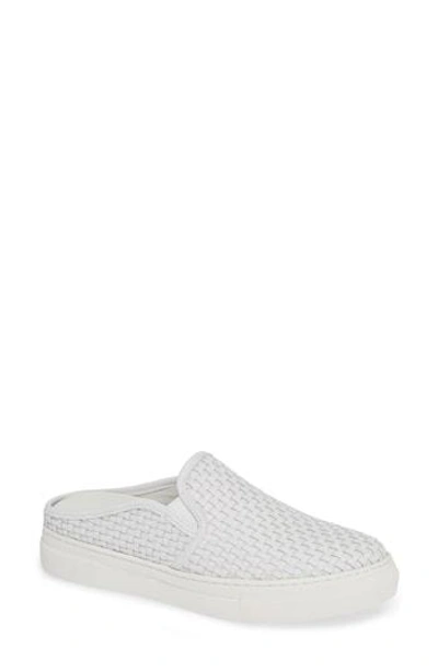 Jslides Fiona Woven Mule In White Leather