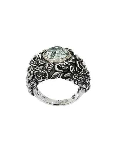 Ugo Cacciatori Gem And Foliage Solitary Ring In Metallic