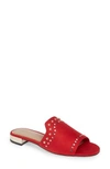 Bcbg Devin Studded Slide Sandal In Rich Red Fabric