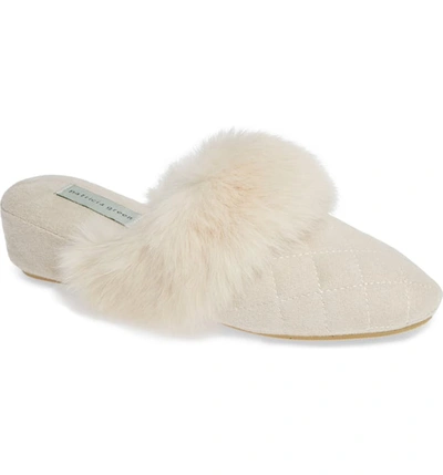 Patricia Green Josephine Genuine Rabbit Fur Trim Slipper In Sand Suede