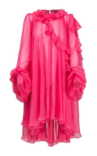 Lana Mueller Njeri Ruffled Chiffon Dress In Pink