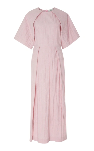Arias Short Sleeve Cotton Blend Midi Dress In Pink
