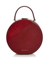 Tammy & Benjamin Medium Leather & Suede Hat Box Bag In Burgundy/gold