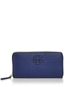 Tory Burch Mcgraw Zip Leather Continental Wallet In Bright Indigo/gold