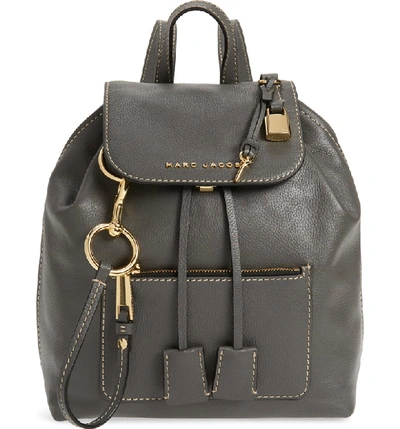 Marc Jacobs The Bold Grind Leather Backpack - Grey In Forged Iron/gold