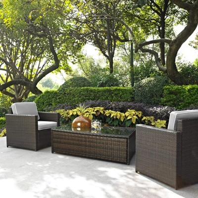 Crosley Furniture Palm Harbor 3-piece Outdoor Wicker Chat Set